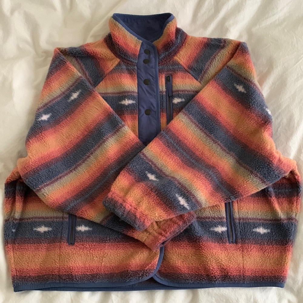 American Eagle oversized crop fleece Sherpa jacket - Southwestern